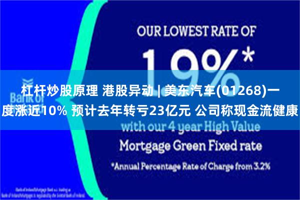 杠杆炒股原理 港股异动 | 美东汽车(01268)一度涨近10% 预计去年转亏23亿元 公司称现金流健康