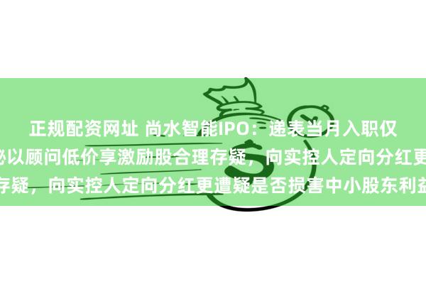 正规配资网址 尚水智能IPO：递表当月入职仅4个月副总突离职，董秘以顾问低价享激励股合理存疑，向实控人定向分红更遭疑是否损害中小股东利益